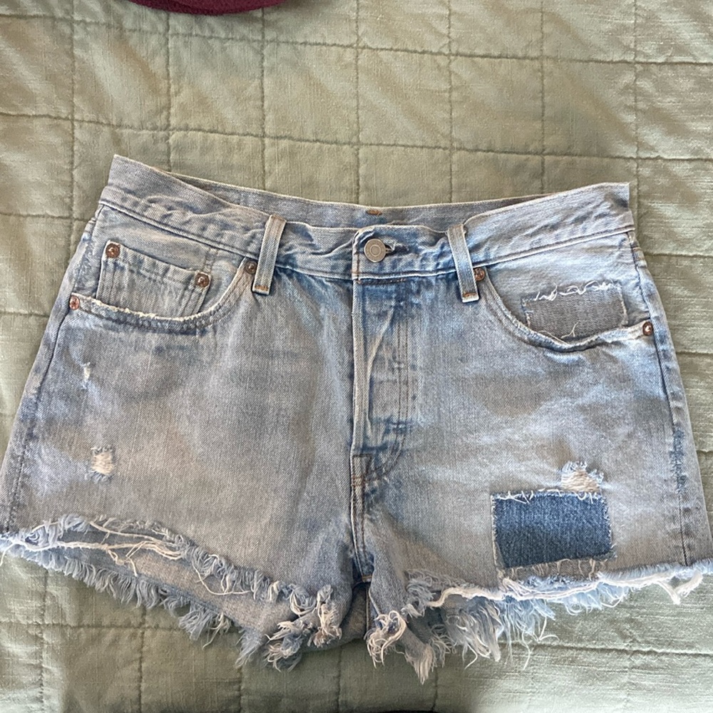 Levi's Light Blue Distressed Denim Cutoff Shorts